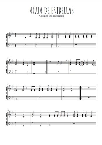 Téléchargez l'arrangement pour piano de la partition de Agua de estrallas en PDF
